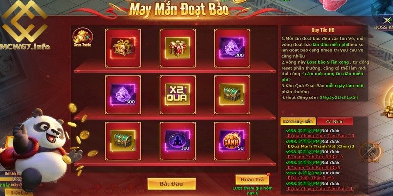 Đoạt bảo MCW67 - Chinh phục kho báu khổng lồ có 1 không 2 1 Game đoạt bảo MCW67 cực hot hit và được bet thủ rất ưa chuộng