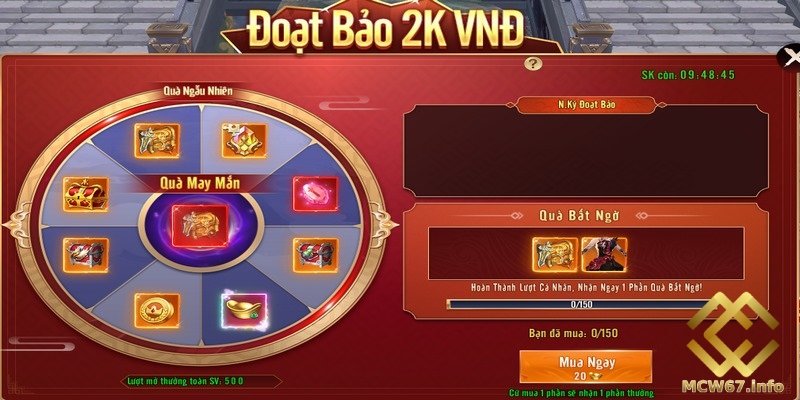 Đoạt bảo MCW67 - Chinh phục kho báu khổng lồ có 1 không 2 4 Anh em sẽ nhận được tiền thưởng khủng khi tham gia đoạt bảo MCW67